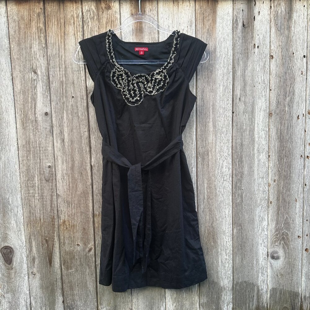 Merona Black Cap Sleeve Tie Midi Dress Size XS